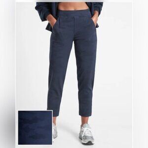 Athleta Brooklyn Ankle Camo Pant Woman 18 Navy Pull On Lightweight Pockets